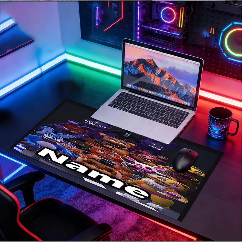 Custom Name Personalized Five Nights At Freddy's Pattern Mousepad, Laptop PC Desk Mat, Decorative Desk Mat for Home Keyboard Pad Gift