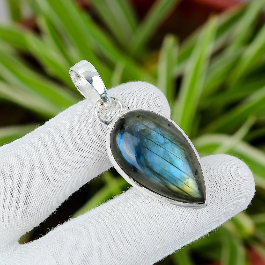 Labradorite necklace, sterling silver 925 labradorite gemstone pendant