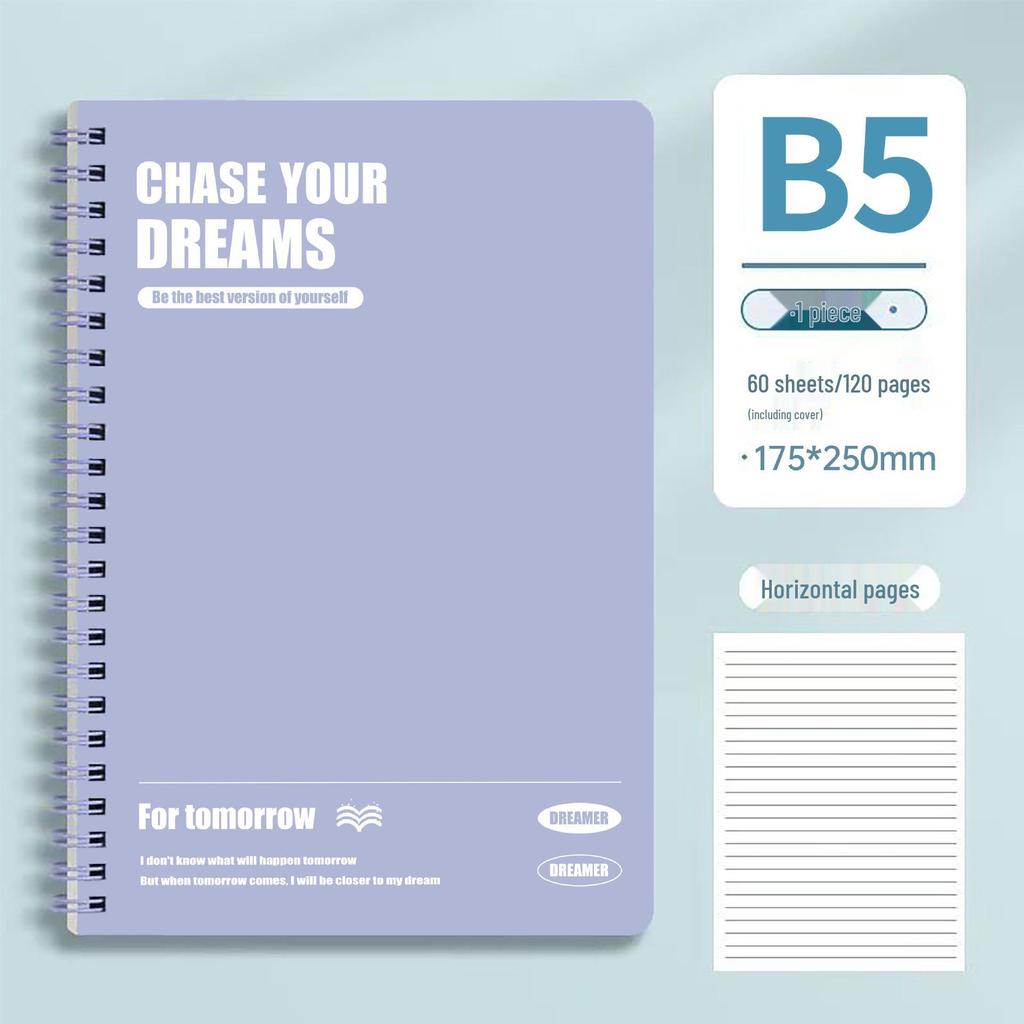Super Thick Spiral Notebook B5, Lined, High Appearance A5, Perfect for High School Exam Prep.
