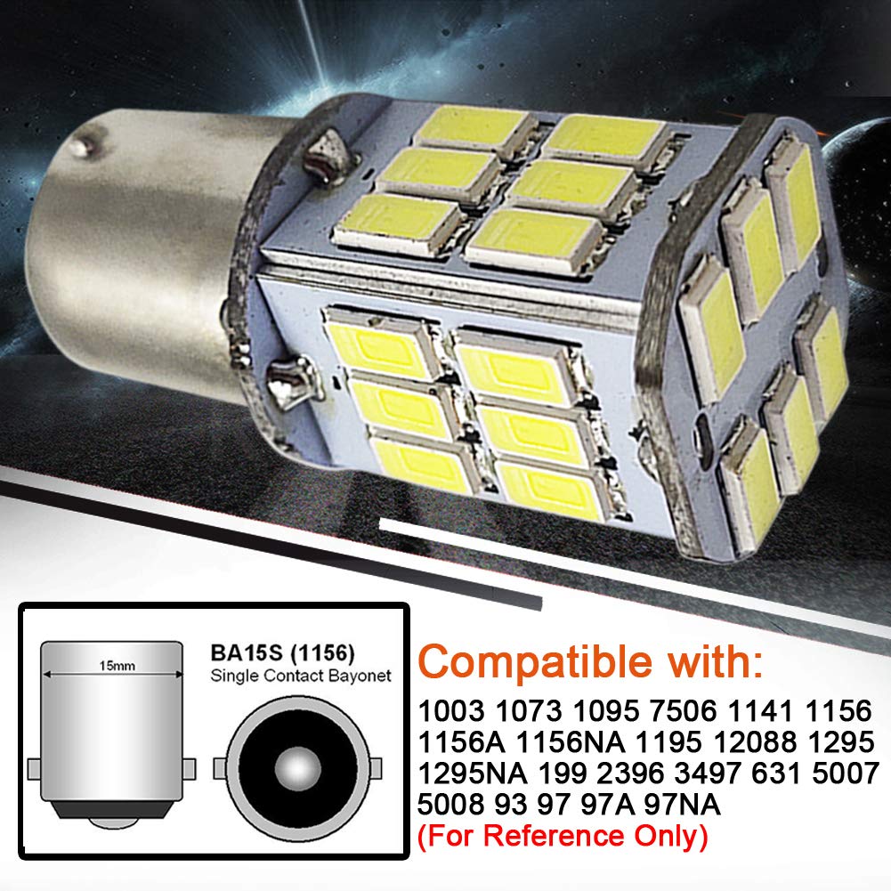 Ruiandsion 2 Pieces S25 Single Bulb BA15S P21W G18 LED