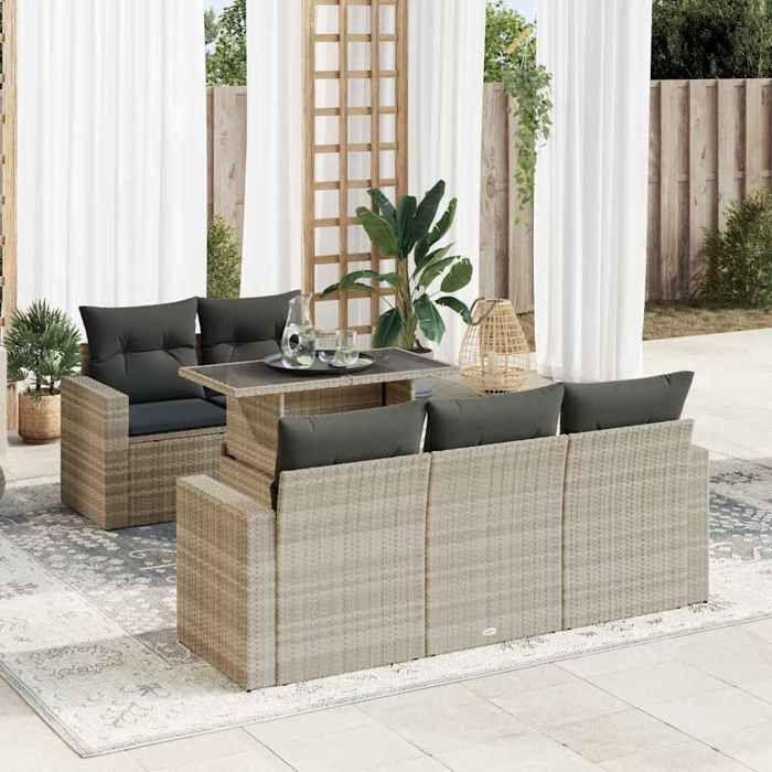 VidaXL Salon de jardin 6 pcs avec coussins gris clair résine tressée 3326253
