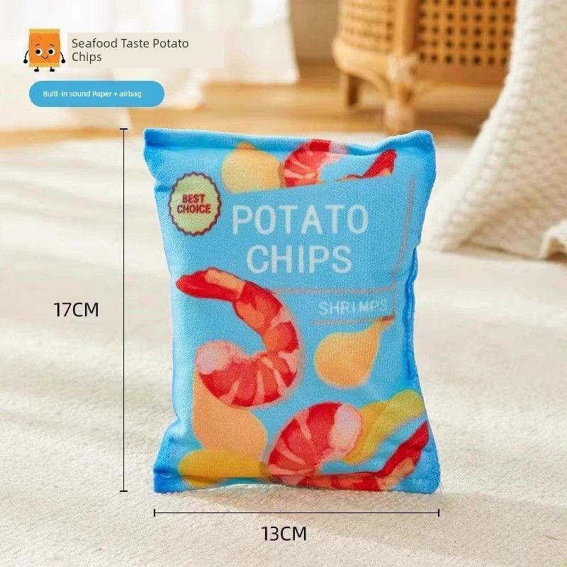 

Dog Toy Sound Artificial Potato Chips Stuffed Small and Medium-Sized Dogs Corgi Pomeranian Molar Relieving Stuffy Bite-Resistant Pet Supplies Blue Potato Chips [Voice from Hi]]