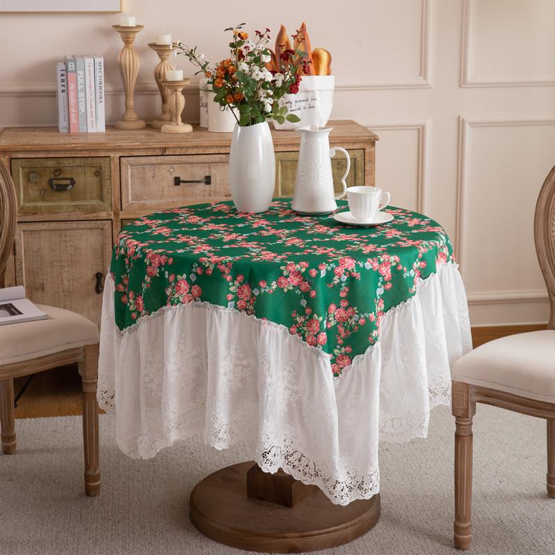 Pastoral Polyester Print Decorative Coffee Table Tablecloth Plant Flower Lace Dining Table Tablecloth
