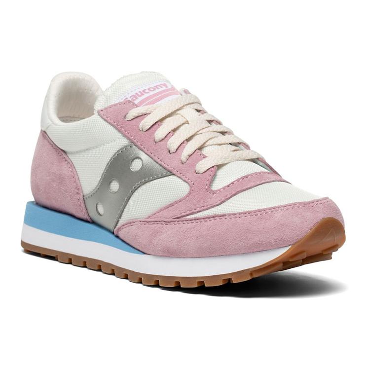 Saucony Jazz 81 Lace Up Cushioning Slip Resistant Abrasion Resistant Low top Casual Shoes Women's Pink Blue S60539-17(M)