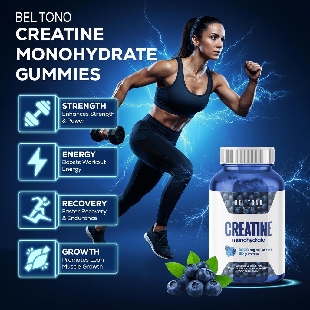 Creatine Monohydrate Gummies 3000mg / Креатин Моногидрат 3000мг, 60 Жевательных Конфет