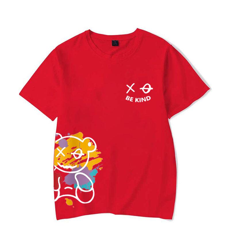 Men's Women's Summer Loose Size BE KIND Letter Cartoon Print Casual Comfortable Round Neck Short Sleeved T-shirt Top