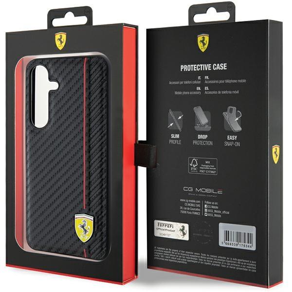 Ferrari Fehcs24Mn3Dur S24+ S926 Czarny/Black Hardcase Carbon Printed Line