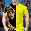 Animal Tiger Totem 3d Printed Tough Guy Style Summer Men's Short-Sleeved T-Shirt Street Trend O Collar Casual Quick-Drying Shirt