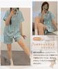 summer open short short top and bottom ice cute pajama set [PHOLEEY] Women's pajamas, loungewear, wear, front, sleeves, pants, set, silk,