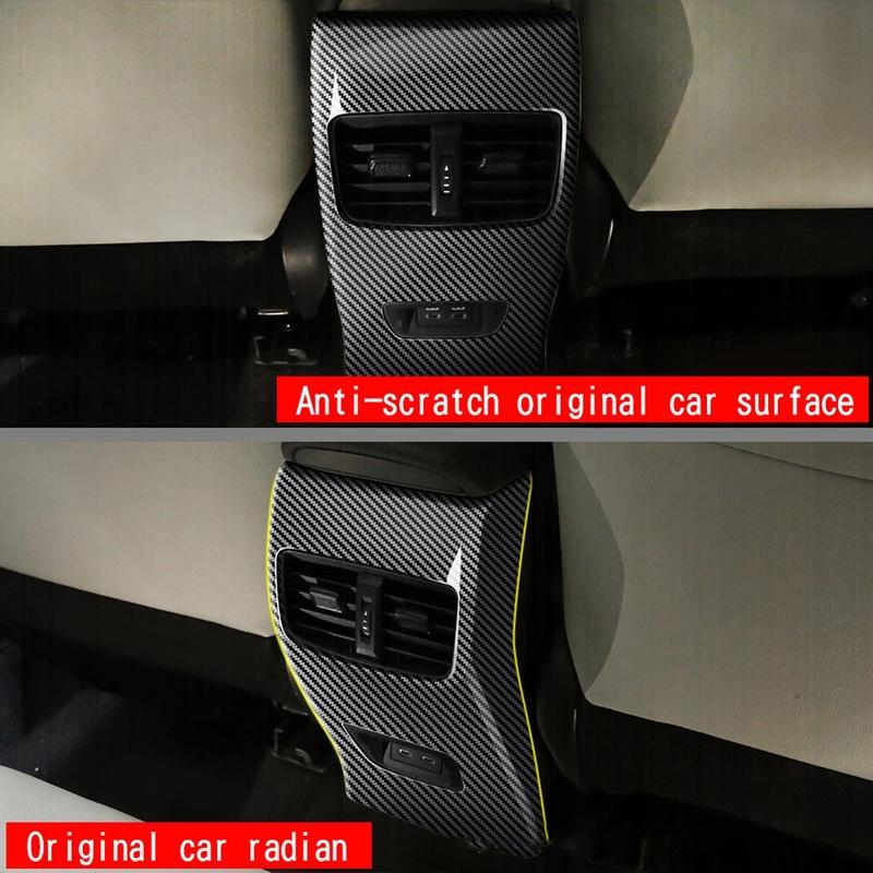 Car Rear Air Condition Vent Outlet Frame Anti-Kick Panel Cover Trim For Toyota Corolla Cross   RHD Carbon Fiber Pattern