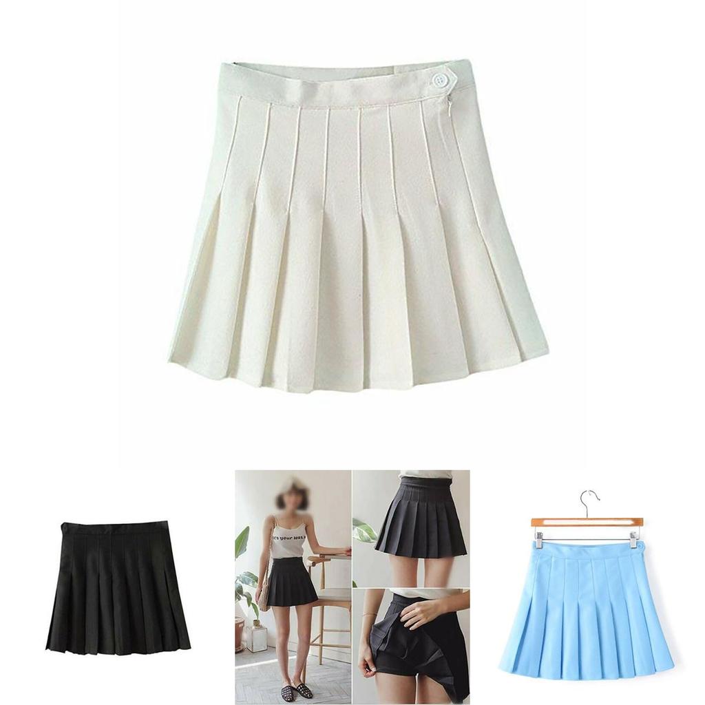 Saia de Tênis Plissada Slim de Cintura Alta para Mulheres e Meninas com Calções de Segurança para Conforto Elegante