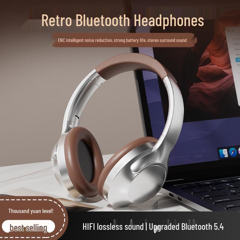 American Retro Over-Ear Wireless Bluetooth Headphones with Long Battery Life - Universal Stereo Headset for Mobile Phones.