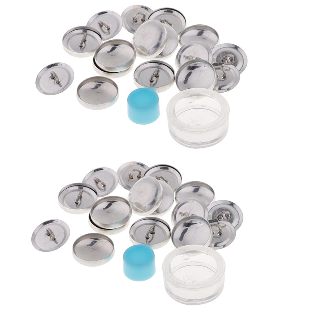 20 Pcs DIY Buttons With Loop Blank Back Cover