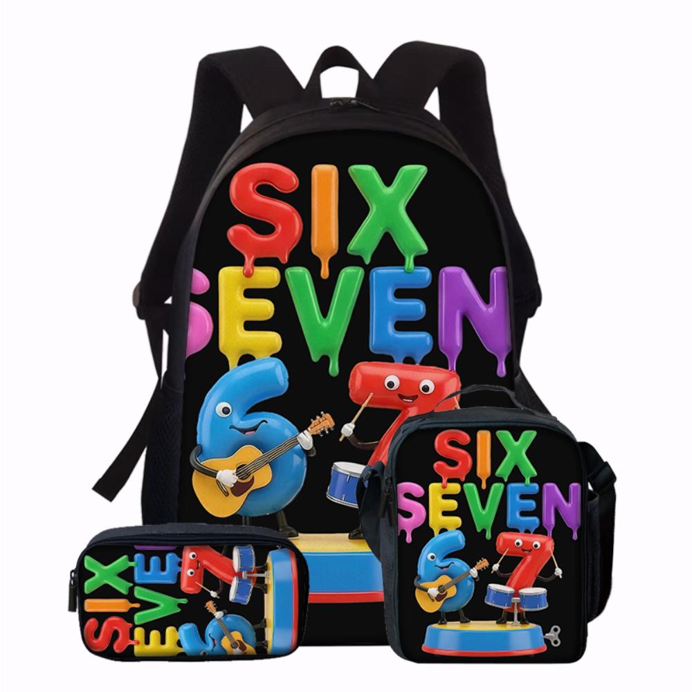 3PCS Numbered 6&7 Pattern Backpack Set | The Perfect Choice for School & Travel