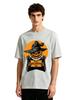 Mens Happy Halloween Pumpkin Scarecrow Graphic Tshirt Retro Spooky Print Casual Short Sleeve White Cotton Tee