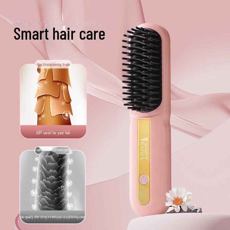 Wireless Dual-Purpose Hair Straightener & Curler - Portable, Low-Power, Perfect for Students.