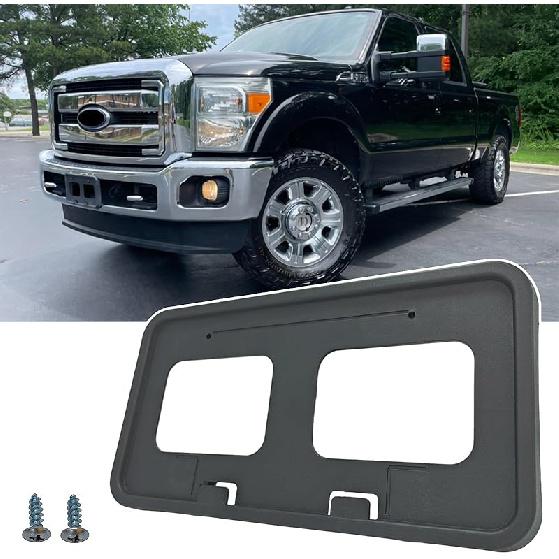 Front License Plate Frame For Ford F250 F350 F450 F550 Super Duty 2024 2025 2026 NO Drill Front Bumper License Plate Holder Mounting Bracket Cover