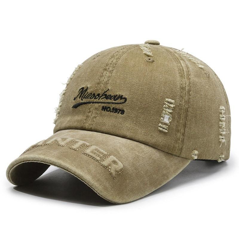 Hole washed denim soft top old retro face cap women's fashion personalized street sunscreen baseball cap