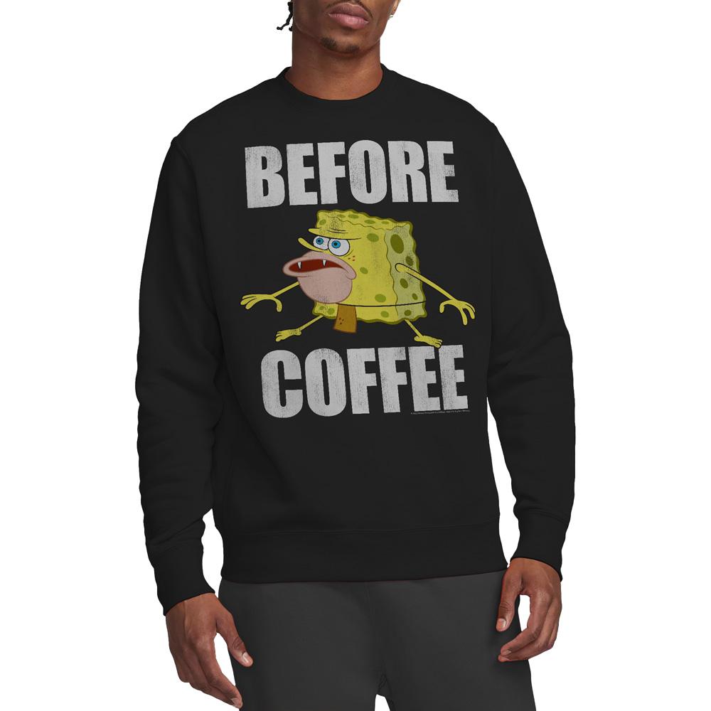 SpongeBob SquarePants Unisex Adult Before Coffee Meme Sweatshirt