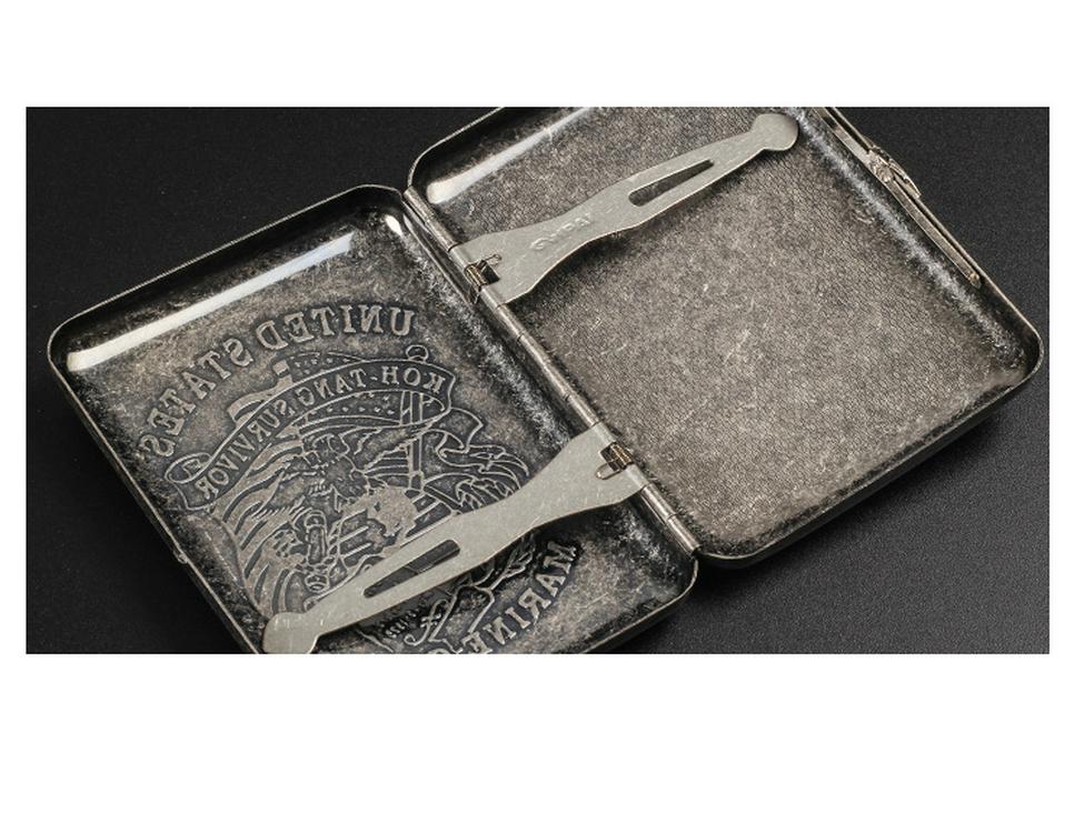 Vintage Antique Silver Dual-Use Cigarette Case for 6.5mm Medium/Regular Cigarettes - Holds 20/16 Count