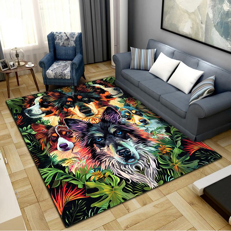 Collie Corgi Carpet Rug for Living Room Bedroom Home Sofa Decoration,Kids play Non-slip Floor Mat