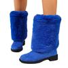 Women's Wide Width Furry Snow Boots, Mid-Calf Platform Winter Booties, European Style Warm Boots for Women