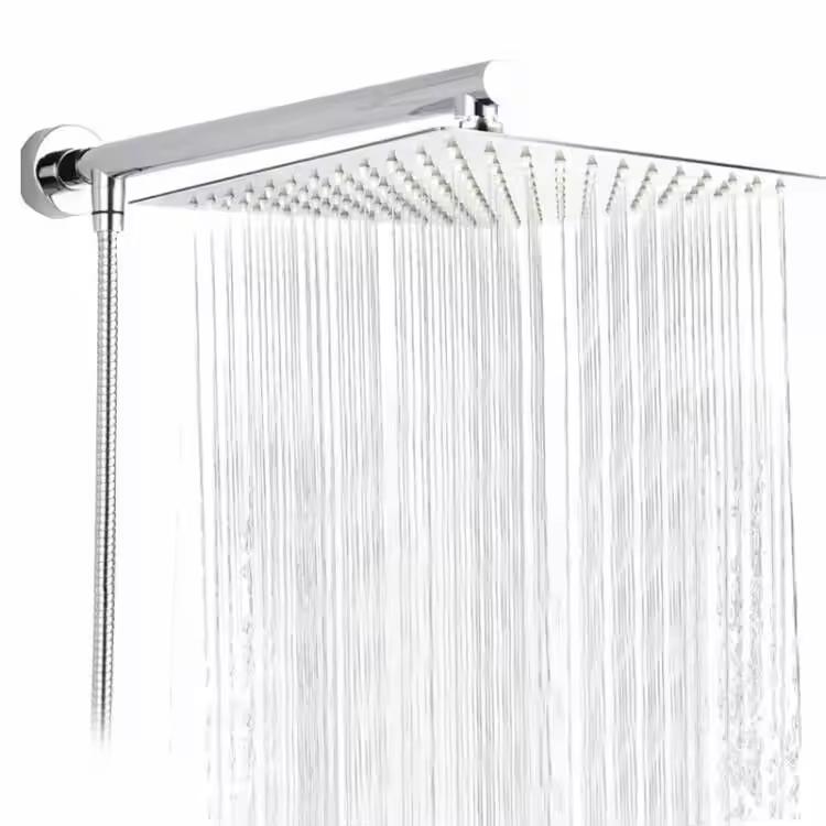 Stainless Steel Chrome Finish Modern Design Shower Head Shower Arm Fixed Wall Mount Single Water for Bathroom Home Apartment Use