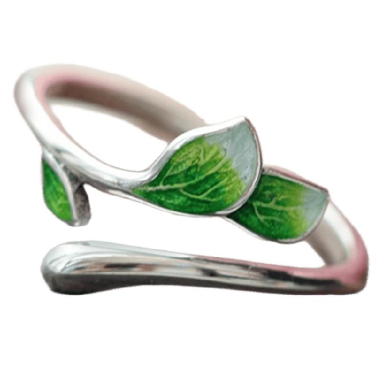 Elegant Adjustable Wedding Rings Dating Rings Tree Leaf Shape Opening Finger Jewelry Suitable for Woman and Man Present