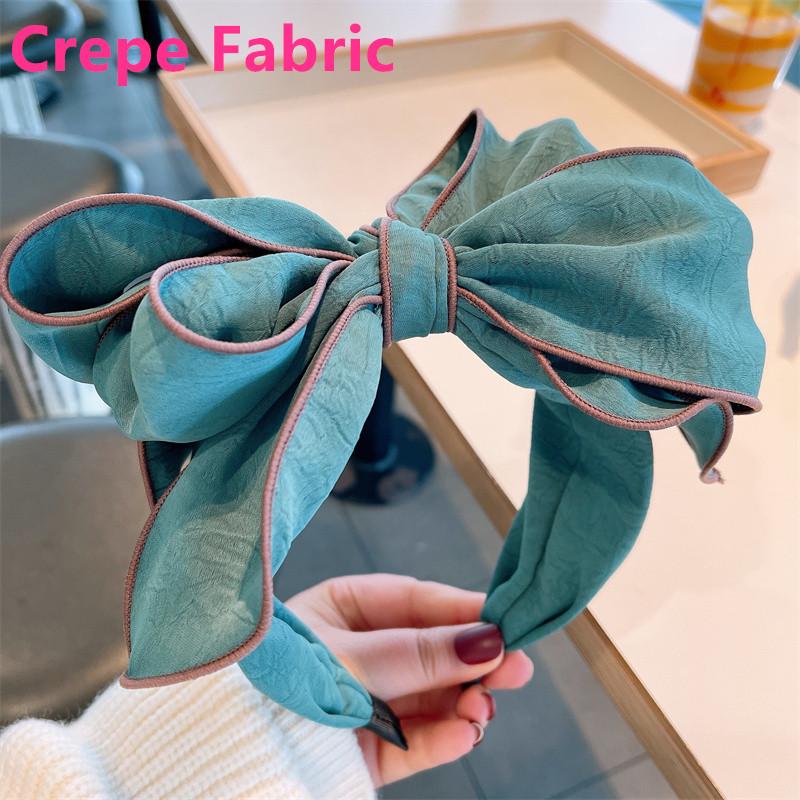Multi Layered Big Bow Knot Headbands for Women Daily Party Headpiece Solid Crepe Cloth Adult Shopping Holiday Hairbands