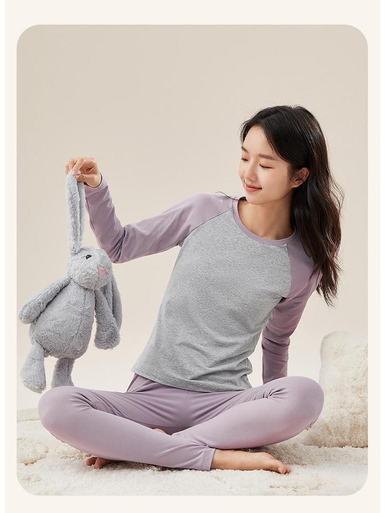 Girls' Cotton Color Block Thermal Set - Slim Fit Long Johns & Undershirt for Teens