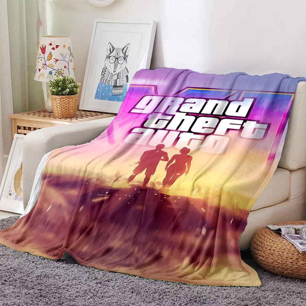 1 Stück Decke - Spiel Grand Theft Auto Aufdruckdesign,Leichte Decke für Sofa,Bett - Weich & Warm,Geschenk für Alle Jahreszeiten