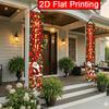 2D Flat, 2pcs 2D Flat Printing Merry Christmas, Poinsettia Santa Claus Reindeer Element Door Couplet Banner (1)-Porch Banner, Birthday Party, Festival