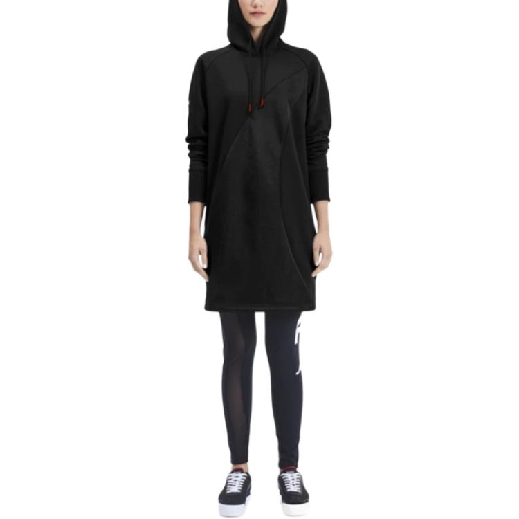 Puma Zip-Up Hoodie With Extended Length Women Tops Black 595571-01