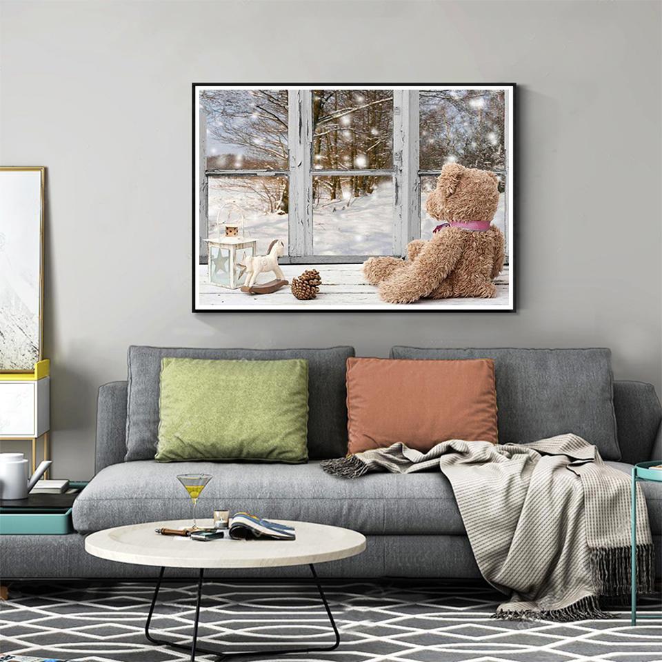 5D DIY Full Round Diamond Painting Beautiful Winter Landscape Diamond Embroidery Rhinestone Picture Home Decoration Gift