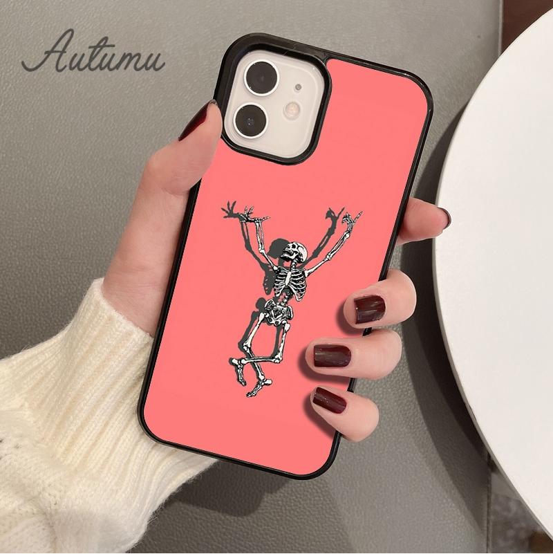 Straszna Czaszka Śmieszny Taniec Szkielet Etui na Telefon dla iPhone 11 12 13 14 Pro Max mini XR XS SE 2020 6S 7 8 Plus Samsung S21 S22 Pokrowiec