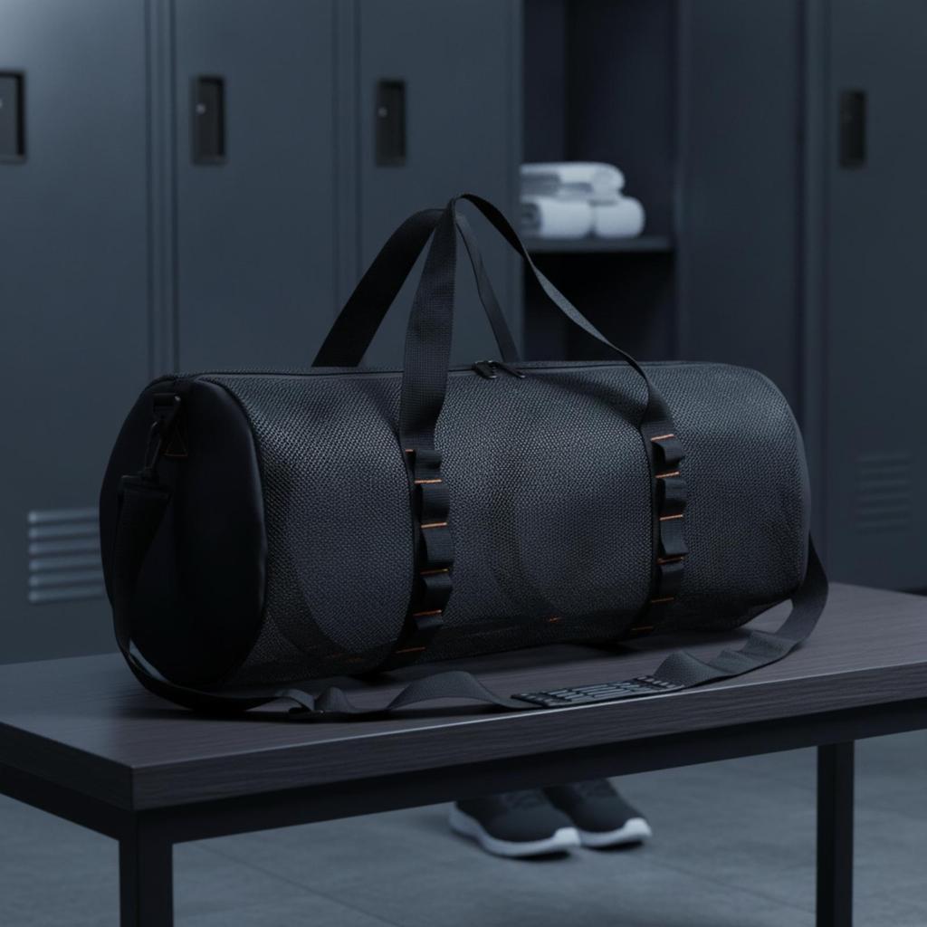 Cylindrical Mesh Swim and Travel Bag Ventilated with Shoulder