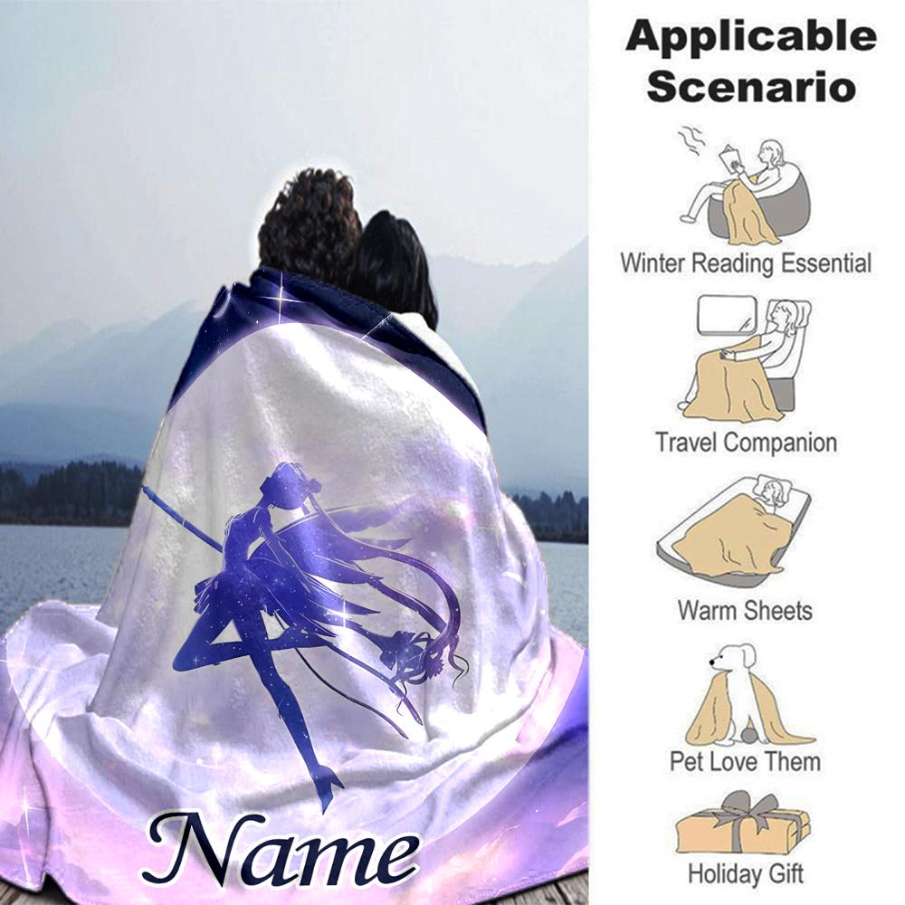 Customiz Name Personality Sailor Moon Blanket Soft &Warm Sofa Office Bed Travel Lunch Break Blanket, Gift Suitable All Seasons