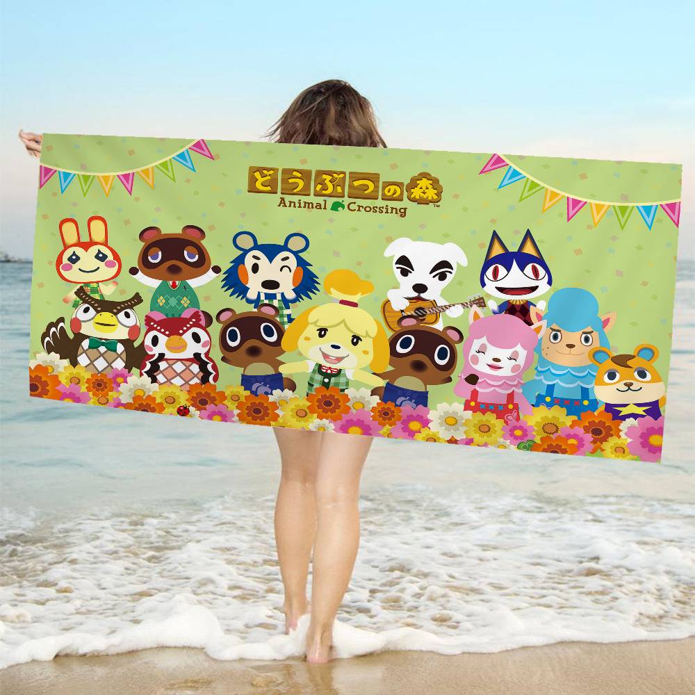 Cartoon Animal C-Crossing Beach Towel Colorful Bath Towels for Girl Microfiber Quick Dry Custom Sand Free Beach Yoga Spa Gym