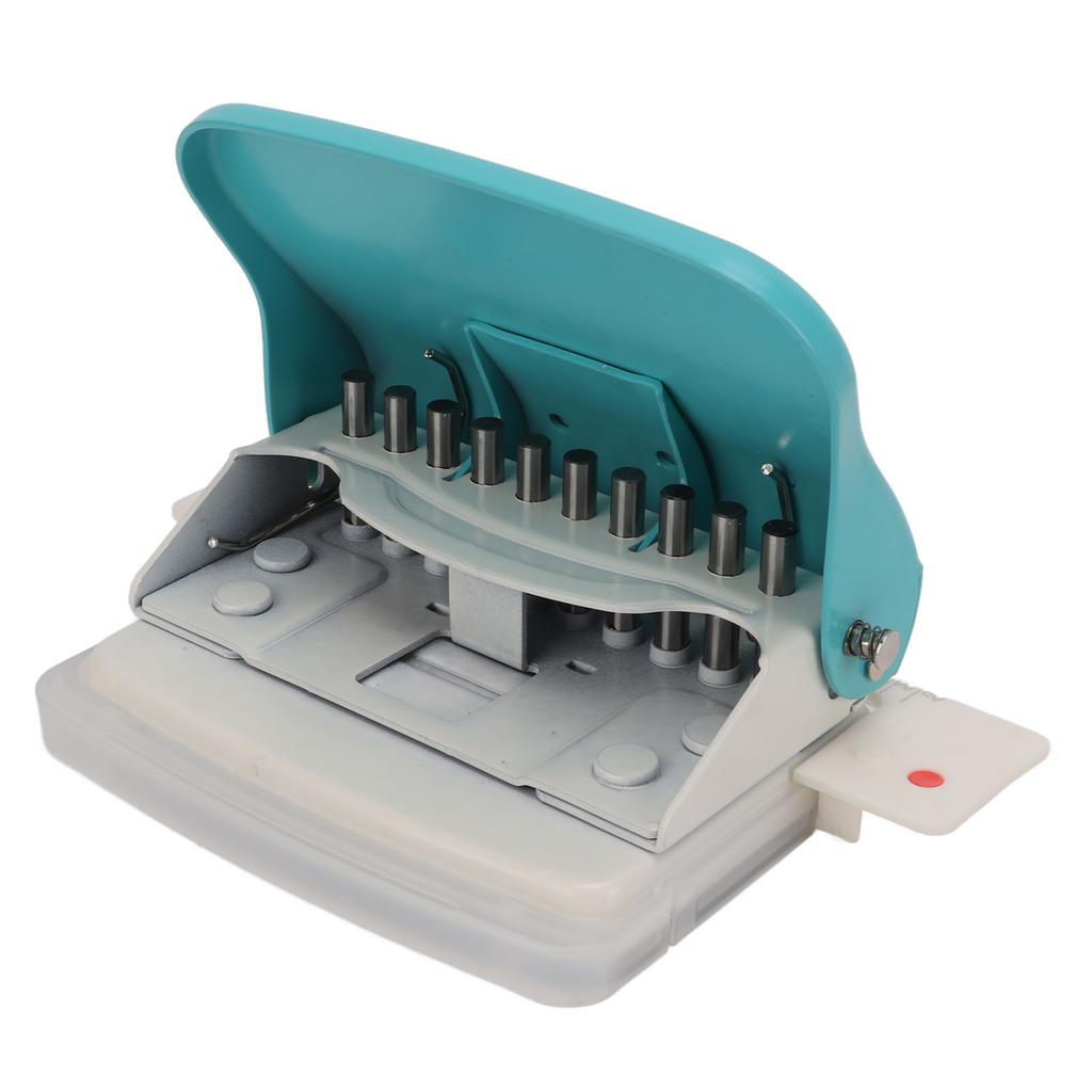 Hole Punch Metal Body Incisive Plastic Bottom Pad 10 Holes Handheld Paper Punch for Bookbinding Documentation