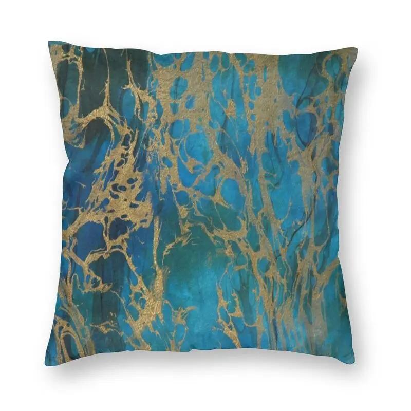 Home Decor Pillowcase Abstract Marble Pattern Cushion Cover Turquoise Aqua Blue Swirl Car Fashion  45x45cm