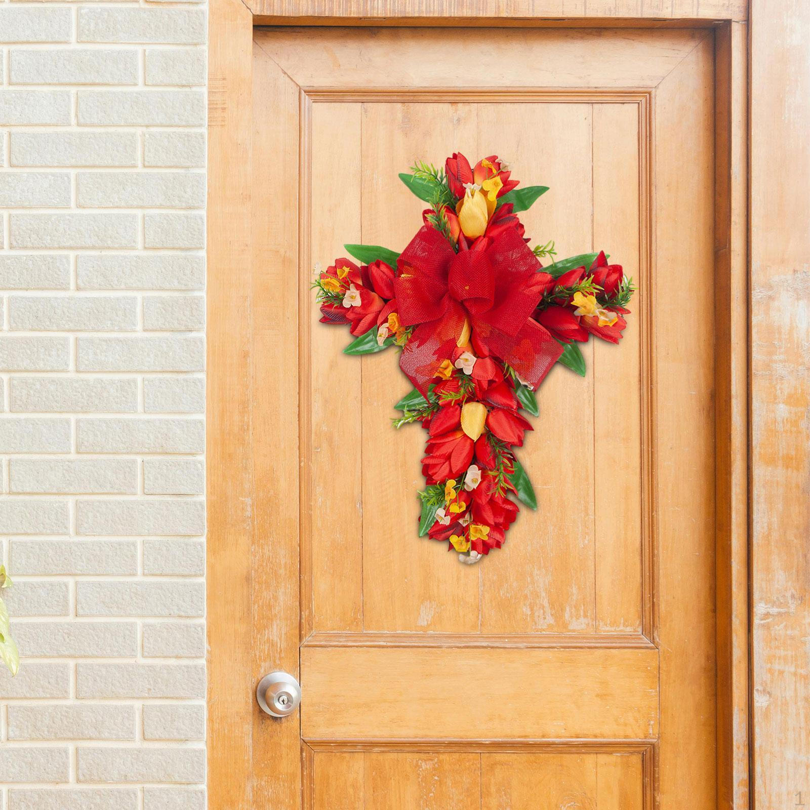 

Искусственный цветочный венок пасхальный крест тюльпан дверь фестиваль многоразовый