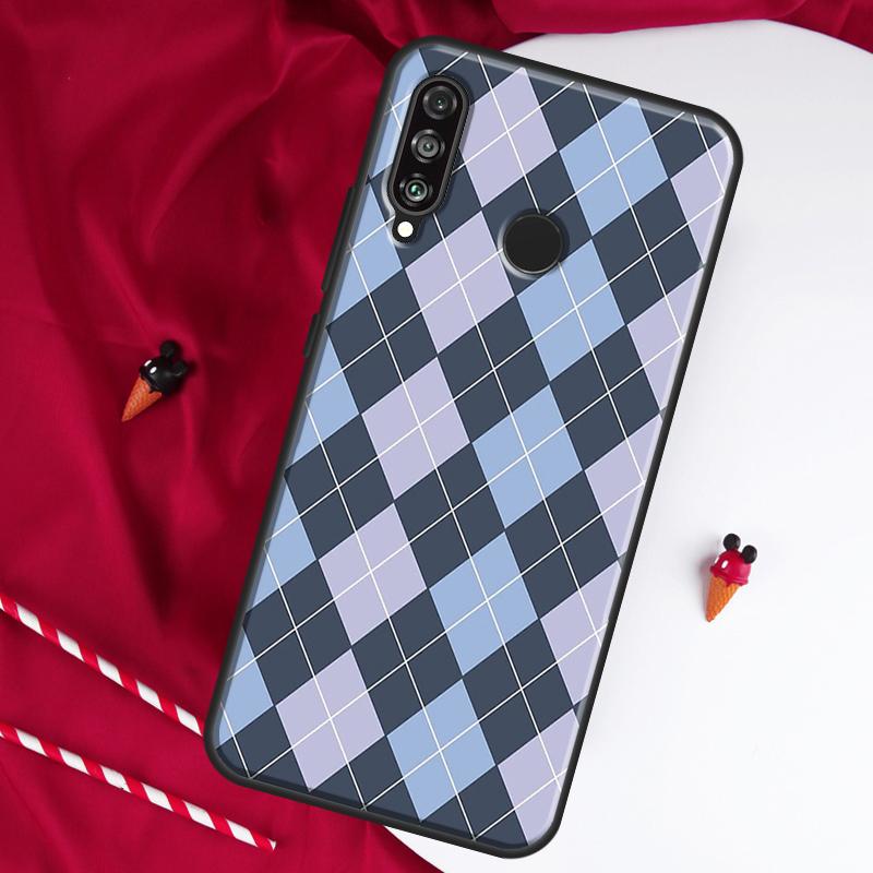 

Blue Argyle Pattern For Huawei Nova Y61 Y70 Y90 Y60 Y72 Y91 12s 12i 11i 7i 8i 9 10 SE P60 Pro P30 P40 Lite Case Nova 10 SE