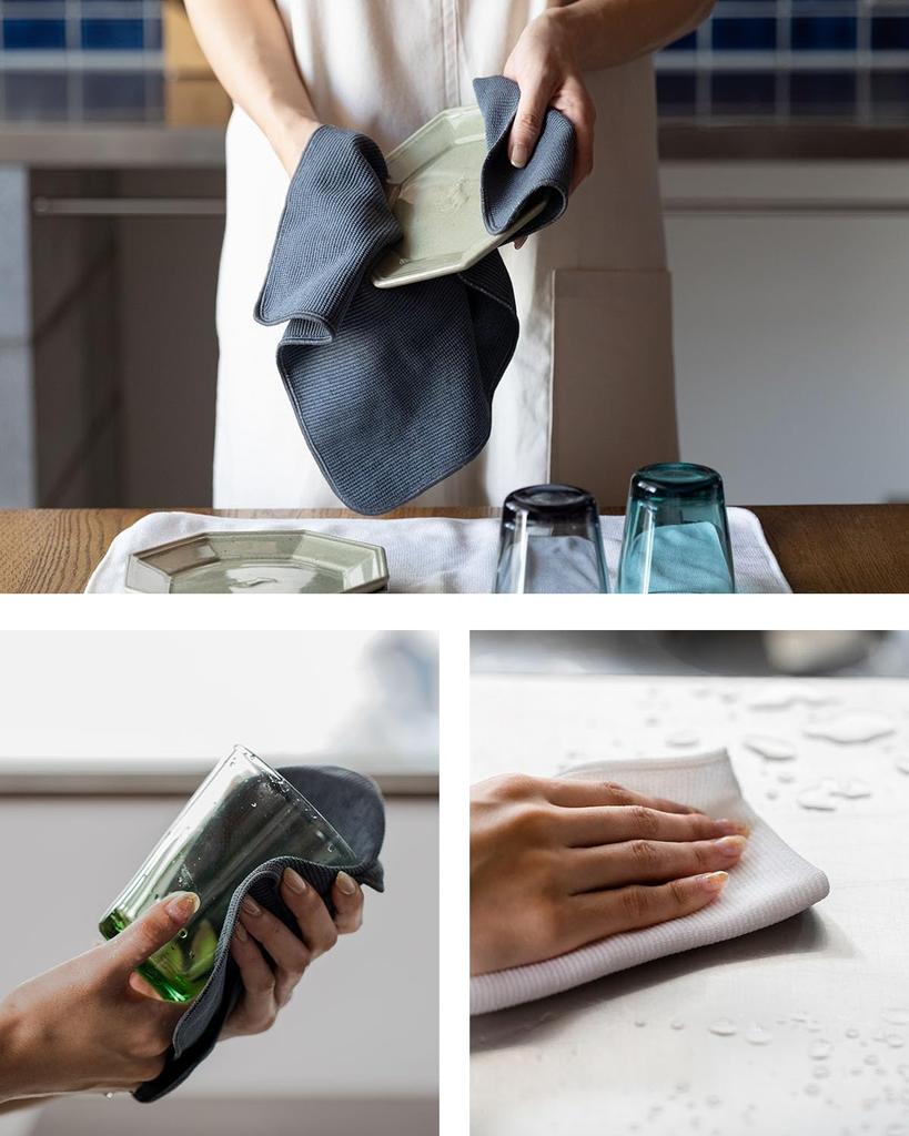 Dish Wiping Highly Dish Kitchen Set of Made In Hook Professional Specification Off Water Droplets from Dishes Without Leaving Microfiber Kitchen Tea
