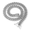 1PC European and American Popular 14mm Rhombus Cuban Chain Zinc Alloy Necklace Full of Diamonds Hip Hop Trendy Men's and Women's Fashion Quality
