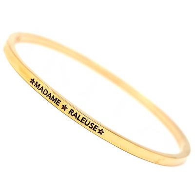 [Q1219] - Designer Armband Stahl 'Nachrichten' vergoldet (Madame Raleuse) - 60 mm 3 mm