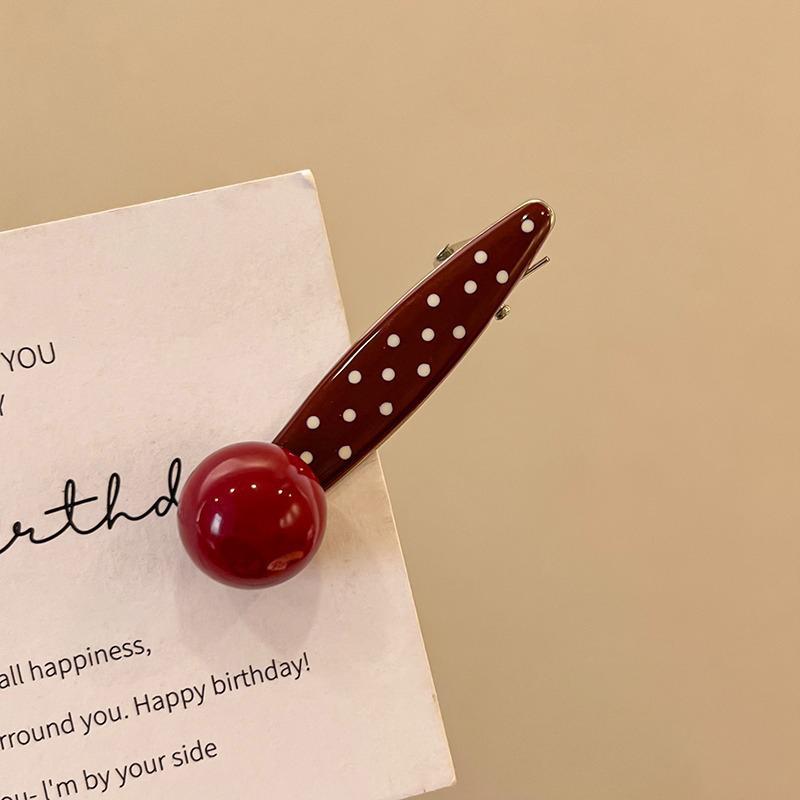Retro Red Polka Hair Clips Dot Bangs Clips Minimalist Broken Hair Duckbill Clips Temperament Hair Ornaments