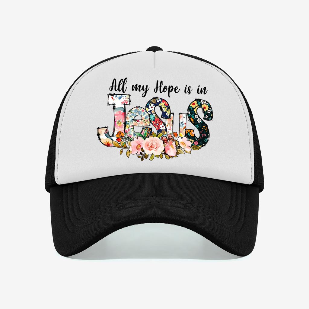 1PC American Retro Flower Jesus Mesh Hat | Multi Color Contrast+Breathable Mesh Fabric Belief Wearing Needs