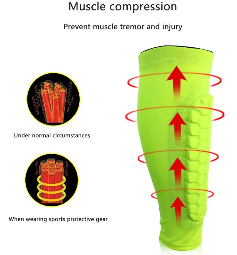 Custom Adult Kids Soft Polyester/Spandex/EVA Football Soccer Leg Brace Support Shin Guard Pads Compression Breathable Honeycomb