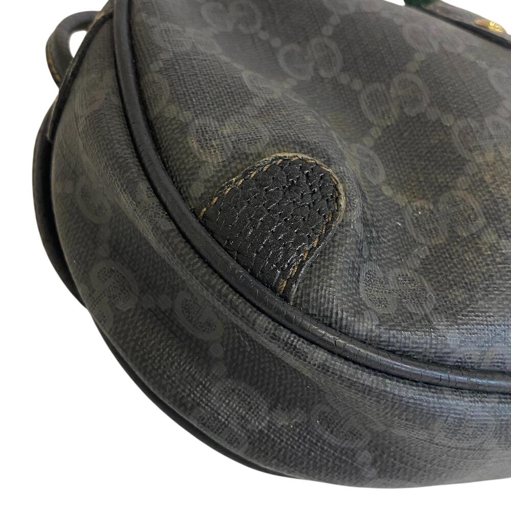 GUCCI 066 Old Gucci pochette Shelly line GG pattern leather Shoulder Bag gray leather Women Used