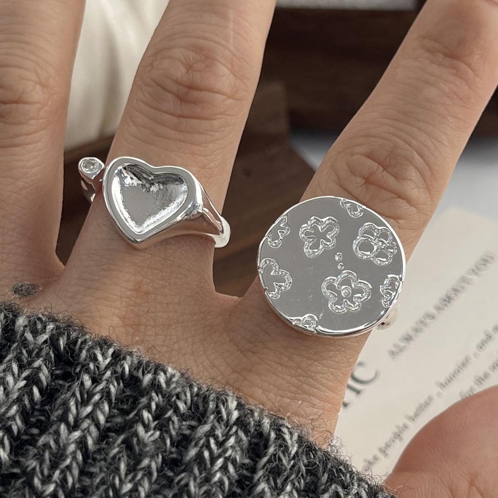 Xiaomi 925 Sterling Silver Rings for Women Couple Minimalist Handmade Simple Big Flower Pattern Ring Fine Jewelry Gift Prevent Allergy